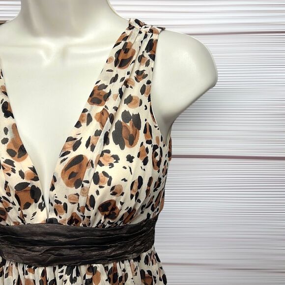 Nicole Miller Collection Silk Dress Empire Style Animal Print Deep V-Neck size 0 - Picture 5 of 12